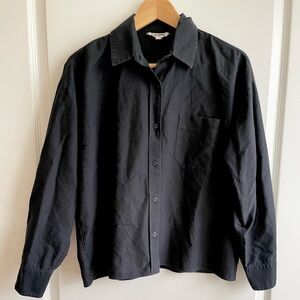 Djerf Avenue Breezy Shirt Black Size Small Organic Cotton Boxy Fit
